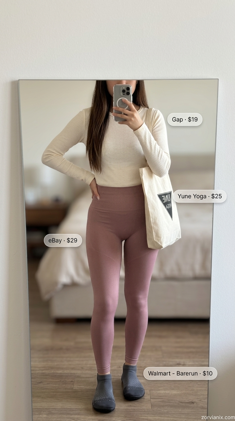 Studio Serenity Set: Summer Activewear for Women 2026 Summer activewear for women 2026: Dusty rose matching set, cream top for studio serenity.