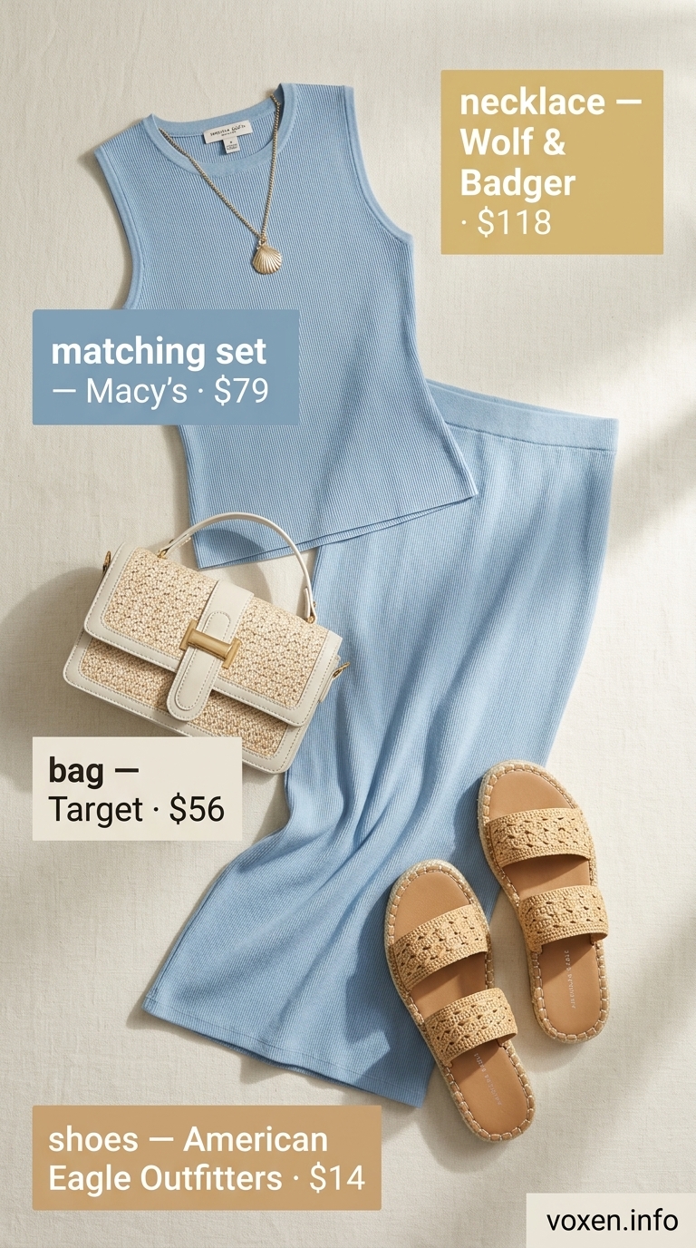 Seaside Dream: Sky blue linen matching set for summer wedding guest outfits for women 2026. Beach wedding style.
