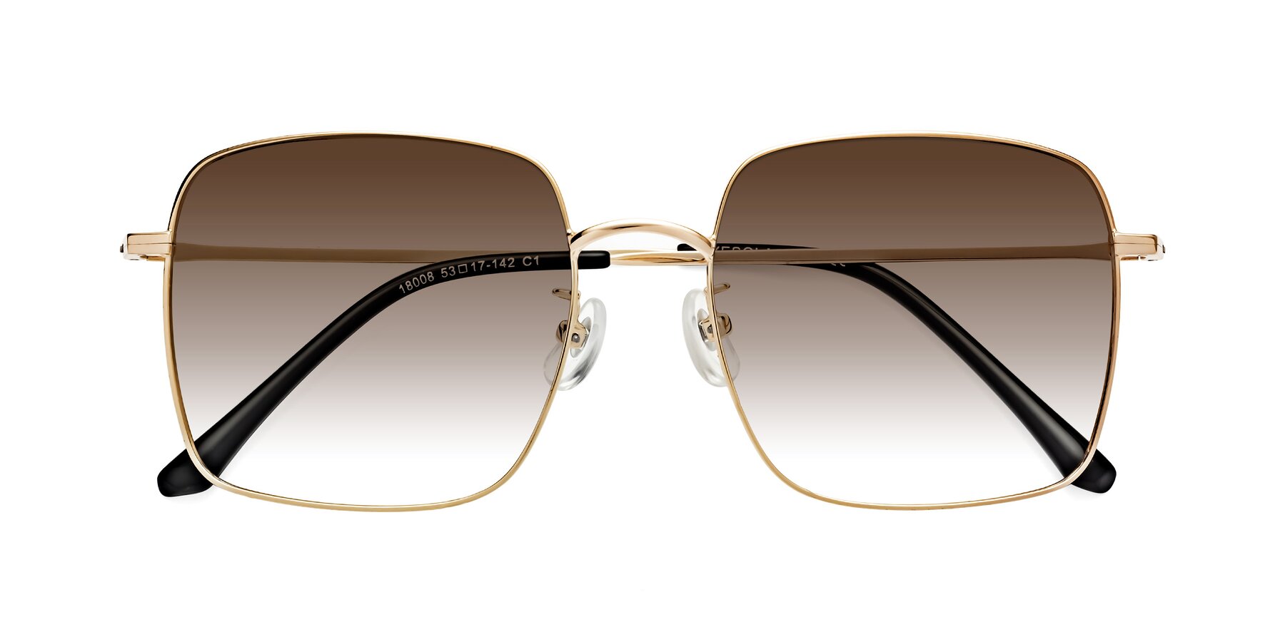 Gold Grandpa Oversized Square Gradient Sunglasses with Brown Sunwear Lenses - Billie